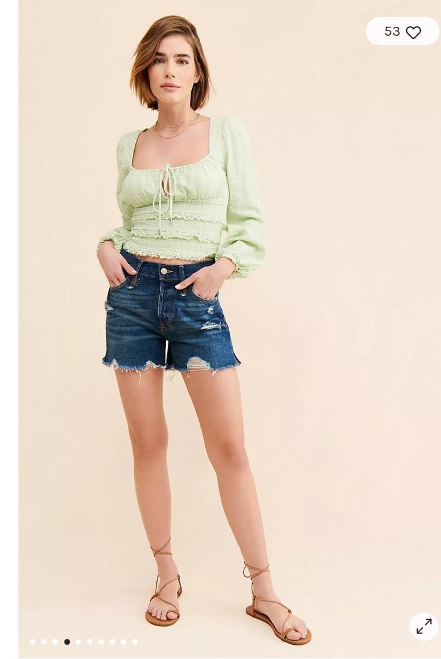 We The Free Makai Cut Off Shorts SZ 24 Distressed Button Fly Denim